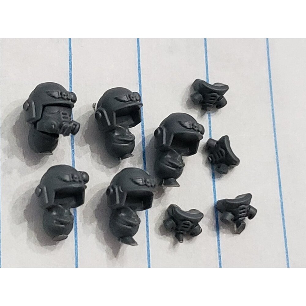 Warhammer 40k Astra Militarum Bits Cadian Kasrkin Trooper Head w Gasmask #22 x5 - Picture 3 of 10